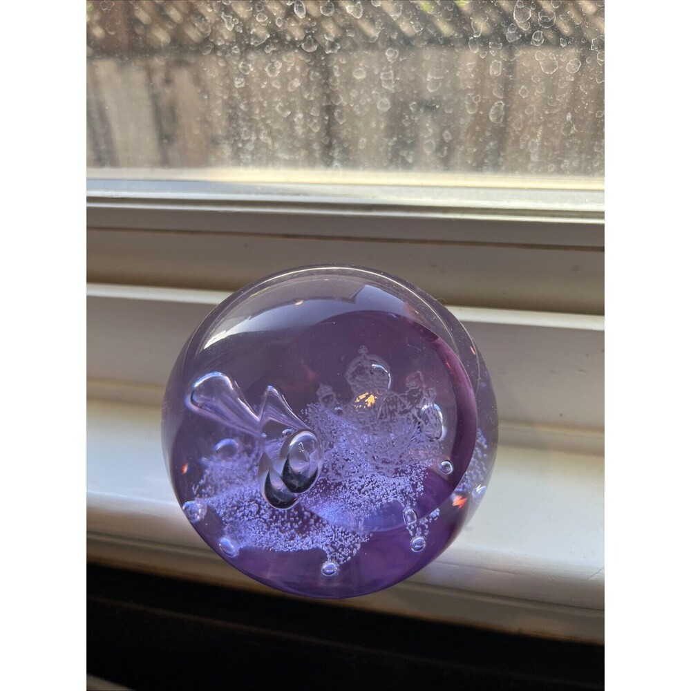 Caithness Neodymium Queen Mother 80th Sticker Limited 161/1000 Paperweight 3”